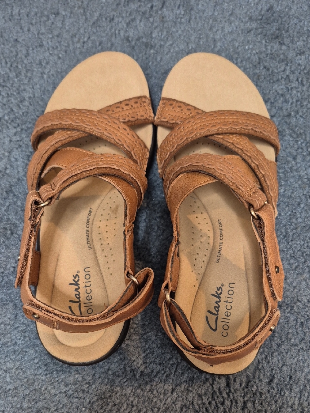 Clarks Collection Women’s Tan Strappy Comfort Sandals